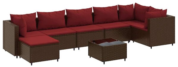 8 részes barna polyrattan kerti ülőgarnitúra párnákkal