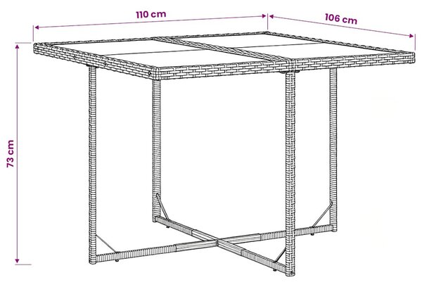 5 részes szürke polyrattan kerti étkezőgarnitúra párnával