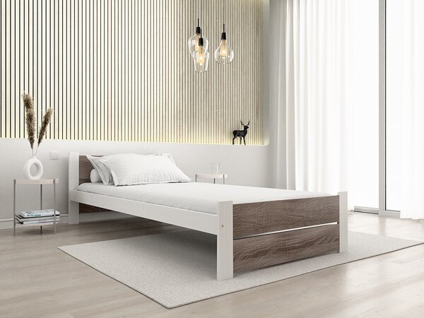 IKAROS DOUBLE ágy 90 x 200 cm, fehér/trüffel tölgy Ágyrács: Ágyrács nélkül, Matrac: Matrac nélkül