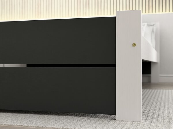 IKAROS DOUBLE ágy 140 x 200 cm, antracit/fehér Ágyrács: Léces ágyrács, Matrac: Matrac nélkül