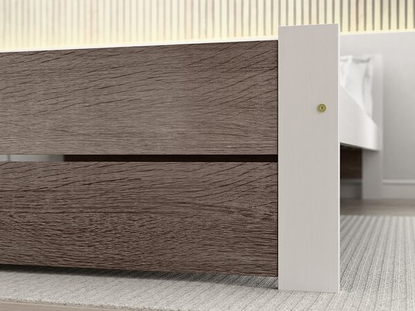 IKAROS DOUBLE ágy 120 x 200 cm, fehér/trüffel tölgy Ágyrács: Léces ágyrács, Matrac: Matrac nélkül
