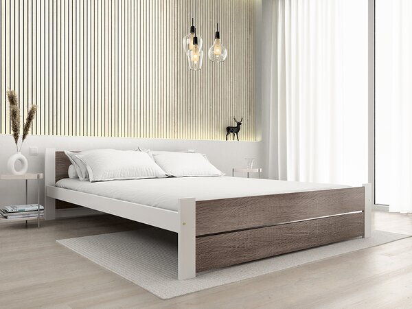 IKAROS DOUBLE ágy 120 x 200 cm, fehér/trüffel tölgy Ágyrács: Léces ágyrács, Matrac: Matrac nélkül