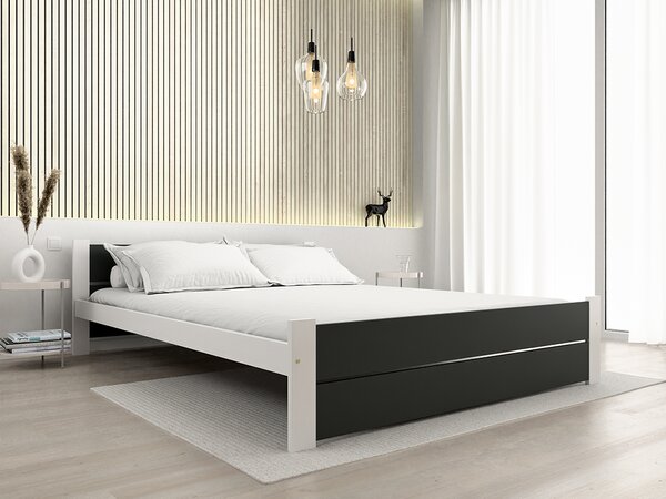 IKAROS DOUBLE ágy 140 x 200 cm, antracit/fehér Ágyrács: Léces ágyrács, Matrac: Matrac nélkül
