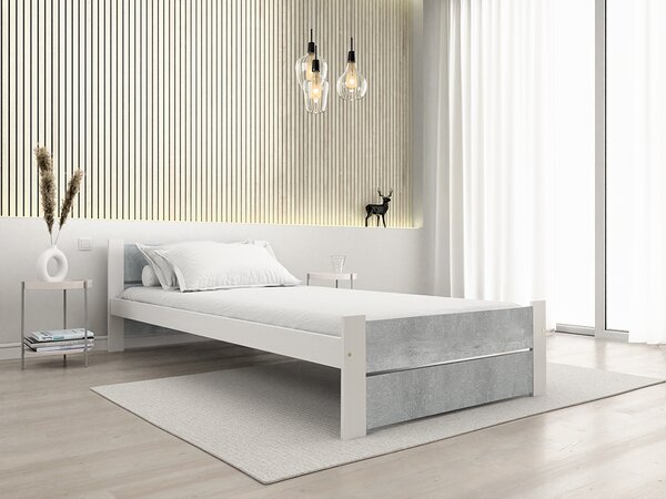 IKAROS DOUBLE ágy 90 x 200 cm, beton/fehér Ágyrács: Ágyrács nélkül, Matrac: Deluxe 10 cm matrac