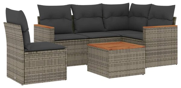 6 részes szürke polyrattan kerti ülőgarnitúra párnákkal