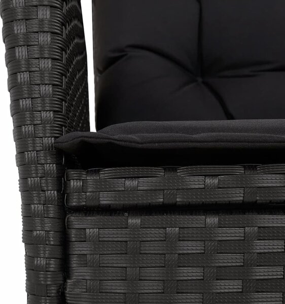 9 részes fekete polyrattan kerti étkezőgarnitúra párnákkal