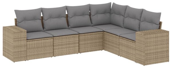 6 részes bézs polyrattan kerti ülőgarnitúra párnával