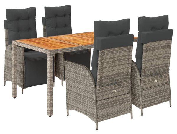 5 részes szürke polyrattan kerti étkezőgarnitúra párnával