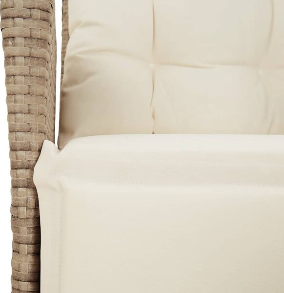 9 részes bézs polyrattan kerti étkezőgarnitúra párnákkal