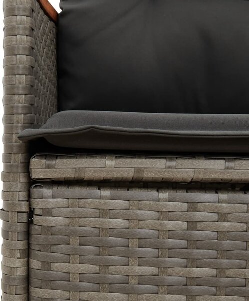 5 részes szürke polyrattan kerti étkezőgarnitúra párnával