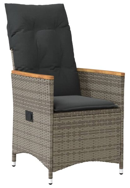 5 részes szürke polyrattan kerti étkezőgarnitúra párnával