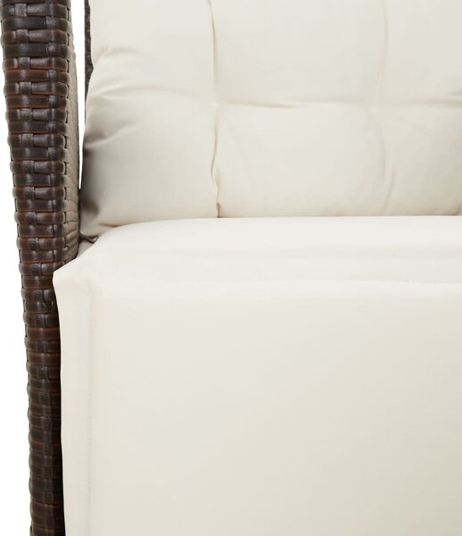5 részes barna polyrattan kerti étkezőgarnitúra párnákkal