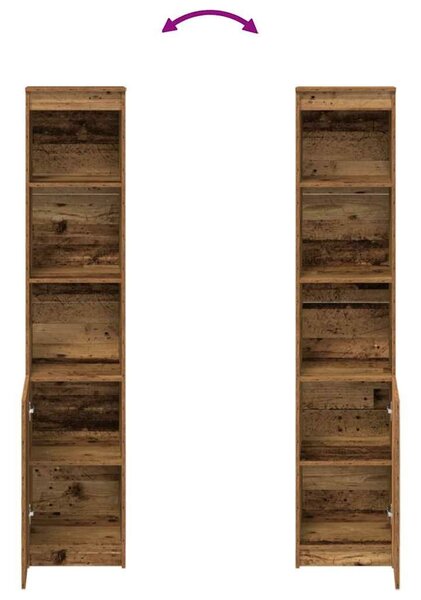 VidaXL antik fa színű szerelt fa magasszekrény 37,5x35x180 cm