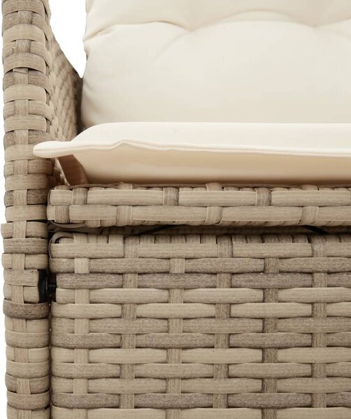 7 részes bézs polyrattan kerti étkezőgarnitúra párnákkal