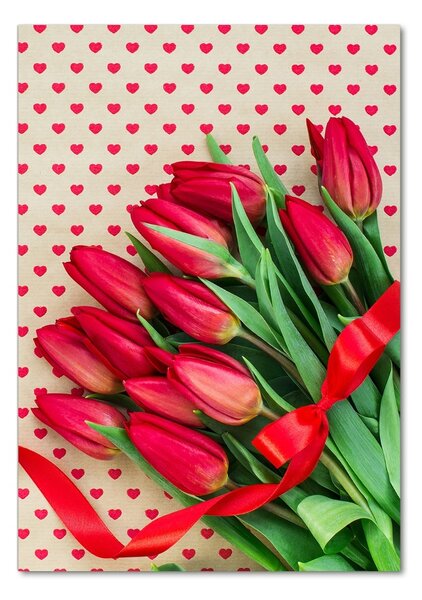 Egyedi üvegkép Piros tulipánok