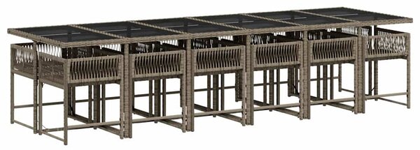 13 részes szürke polyrattan kerti ülőgarnitúra párnákkal
