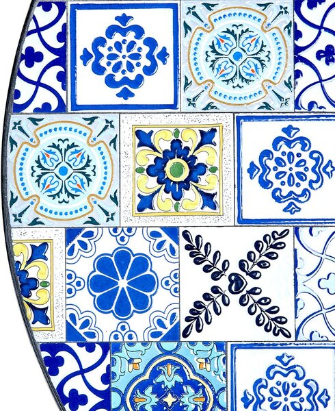 PALAZZO mozaikos kerti asztal Ø 90 cm, kék csempe