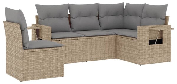5 részes bézs polyrattan kerti ülőgarnitúra párnákkal