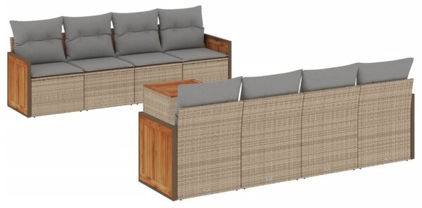 9 részes bézs polyrattan kerti ülőgarnitúra párnákkal