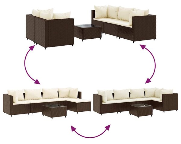 6 részes barna polyrattan kerti ülőgarnitúra párnákkal