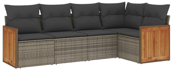 5 részes szürke polyrattan kerti ülőgarnitúra párnákkal