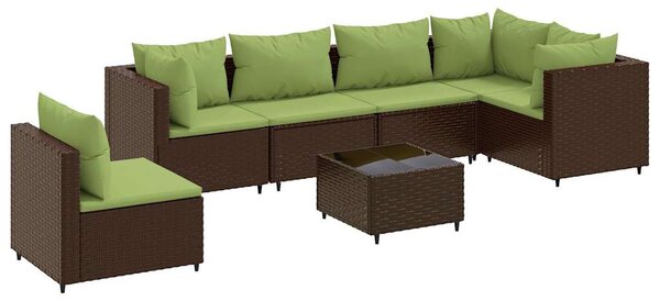 7 részes barna polyrattan kerti ülőgarnitúra párnákkal