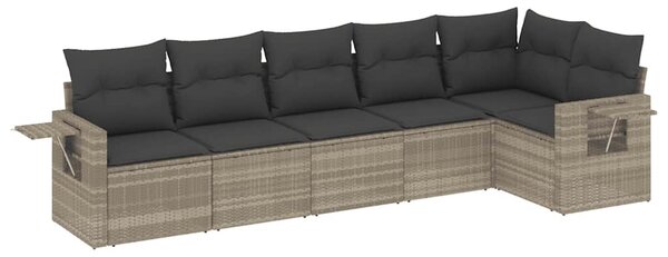 6 részes világosszürke polyrattan kerti ülőgarnitúra párnákkal
