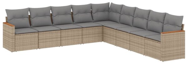 9 részes bézs polyrattan kerti ülőgarnitúra párnákkal