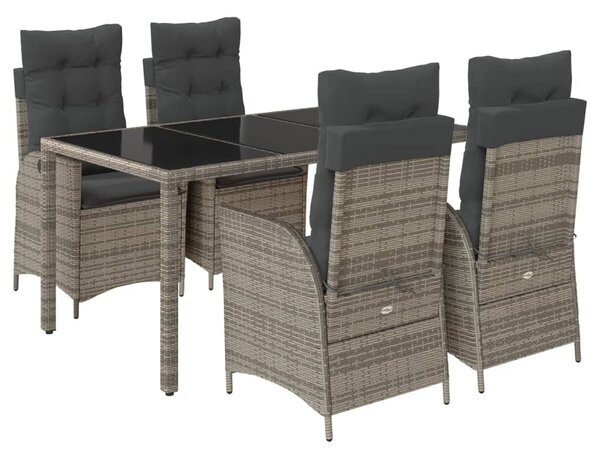 5 részes szürke polyrattan kerti étkezőgarnitúra párnával