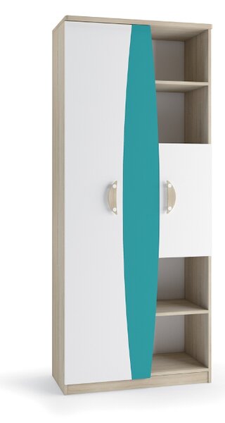 SPARTAN II R80 szekrény, sonoma tölgy/fehér, kék