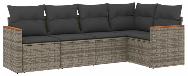 5 részes szürke polyrattan kerti ülőgarnitúra párnákkal