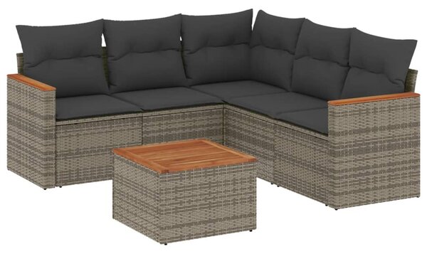6 részes szürke polyrattan kerti ülőgarnitúra párnákkal