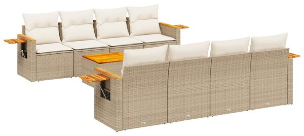 9 részes bézs polyrattan kerti ülőgarnitúra párnákkal