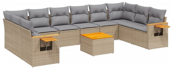 11 részes bézs polyrattan kerti ülőgarnitúra párnákkal