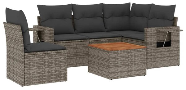 6 részes szürke polyrattan kerti ülőgarnitúra párnákkal