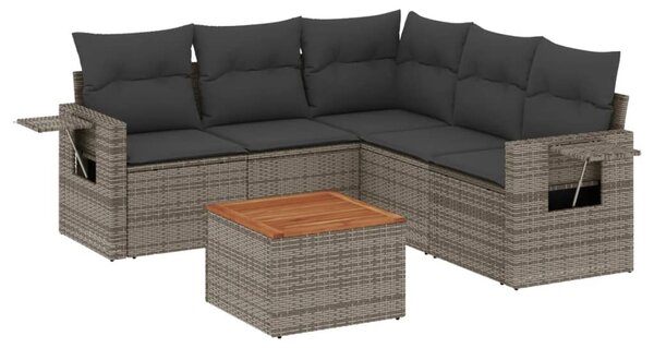 6 részes szürke polyrattan kerti ülőgarnitúra párnákkal