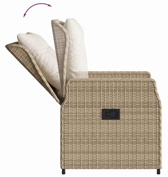 7 részes bézs polyrattan kerti étkezőgarnitúra párnákkal