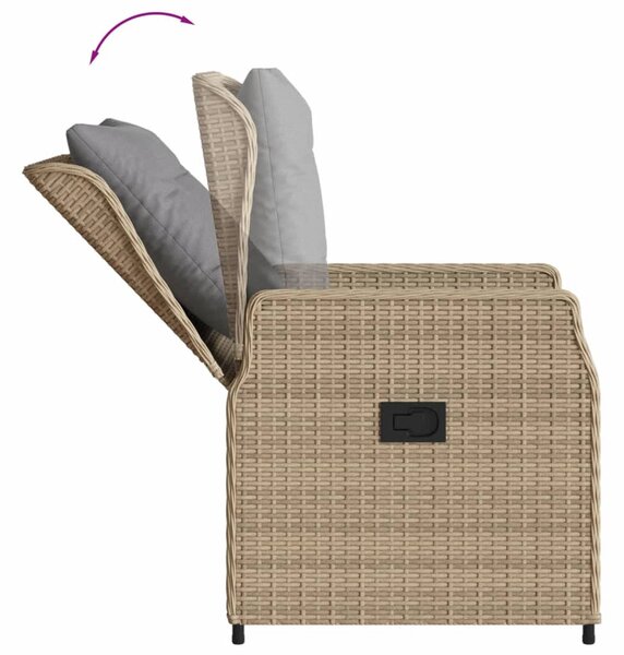7 részes bézs polyrattan kerti étkezőgarnitúra párnákkal