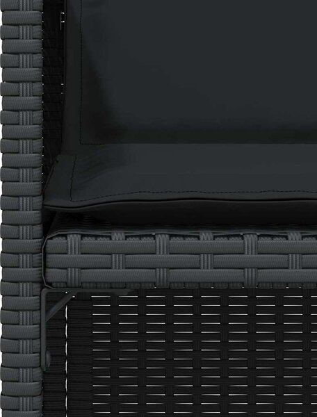 3 részes fekete polyrattan bisztrógarnitúra párnával