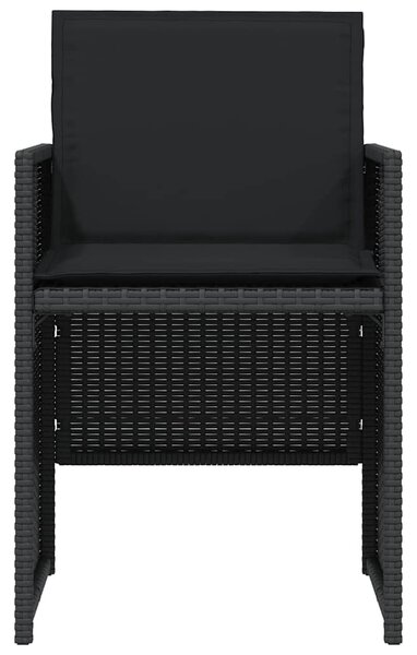 3 részes fekete polyrattan bisztrógarnitúra párnával