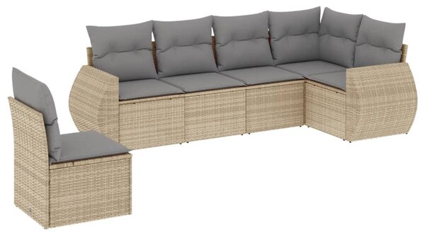 6 részes bézs polyrattan kerti ülőgarnitúra párnával