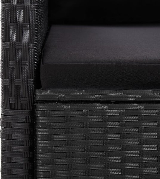 11 részes fekete polyrattan kerti étkezőgarnitúra párnákkal