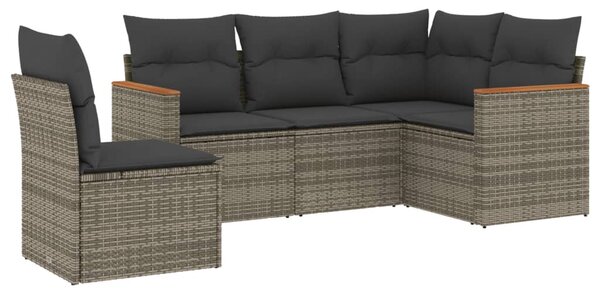 5 részes szürke polyrattan kerti ülőgarnitúra párnákkal