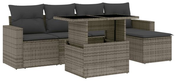 6 részes szürke polyrattan kerti ülőgarnitúra párnákkal