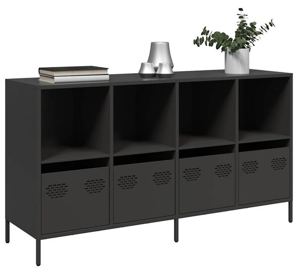 VidaXL fekete hidegen hengerelt acél tálalószekrény 135x39x73,5 cm