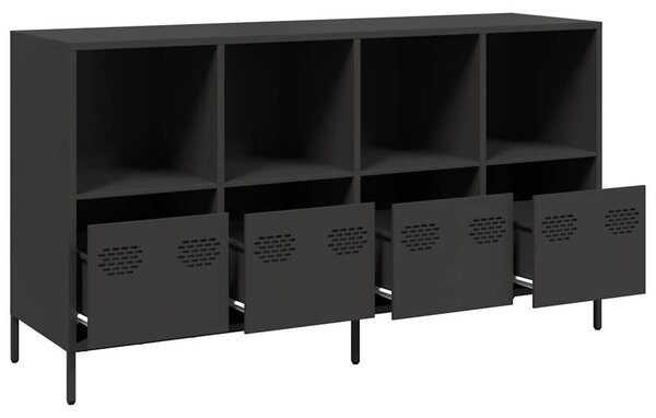 VidaXL fekete hidegen hengerelt acél tálalószekrény 135x39x73,5 cm