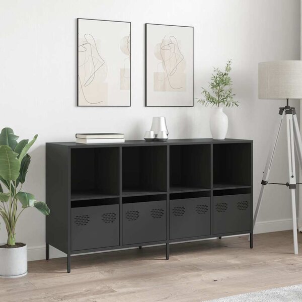 VidaXL fekete hidegen hengerelt acél tálalószekrény 135x39x73,5 cm