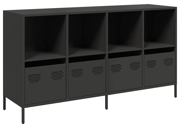 VidaXL fekete hidegen hengerelt acél tálalószekrény 135x39x73,5 cm