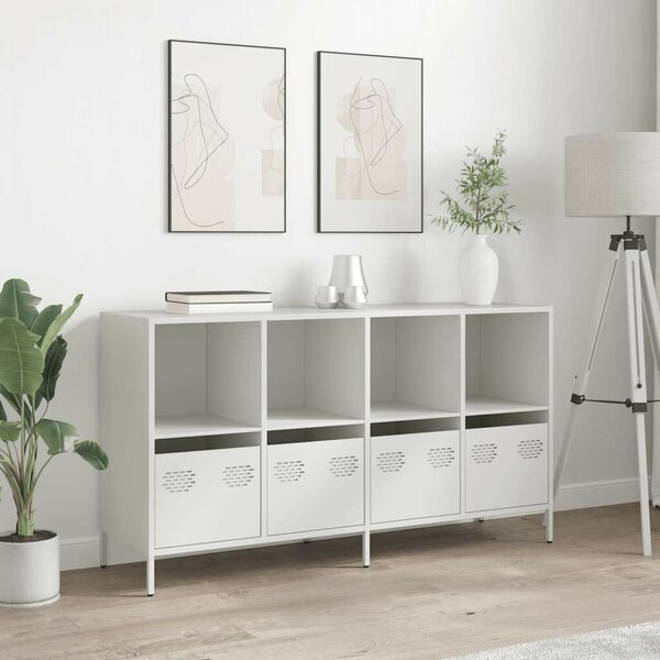 VidaXL fehér hidegen hengerelt acél tálalószekrény 135x39x73,5 cm