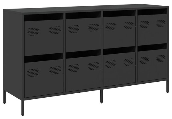 VidaXL fekete hidegen hengerelt acél tálalószekrény 135x39x73,5 cm